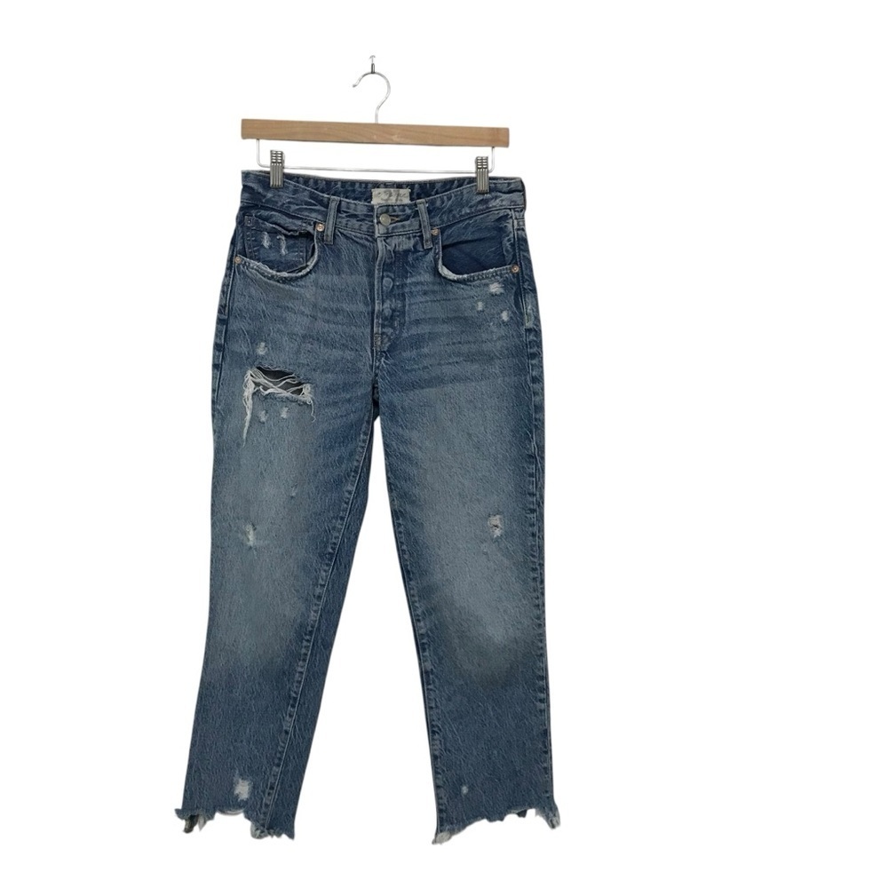 We The Free People Jeans Distressed Cropped Raw Edges Button Fly 27